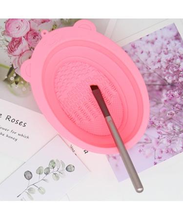 Makeup Brush Cleaning Mat Foldable Brush Cleaner Bowl Silicone Brush Cleaner Pad for Sponge Pink Cleaning pads - Buy Online on GoSupps.com