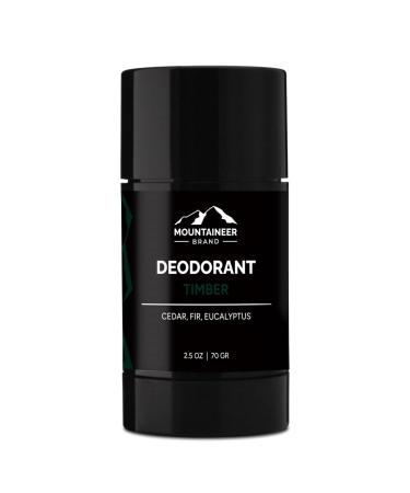 Mountaineer Brand All Natural Deodorant for Men and Women | Absorbent Arrowroot Powder and Dead Sea Salt | Sensitive Skin Odor Protection | Aluminum & Baking Soda Free | Timber 2.5oz