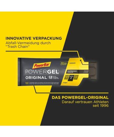 PowerBar PowerGel Original Espresso - 24x41g High Carb Energy Gel with C2MAX & 53mg Caffeine - Ideal for Athletes & Endurance Sports - Buy Online on GoSupps.com