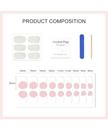 Semi Cured Nail Wraps - 24PCS French Manicure Gel Nail Strips | Long Lasting French Tip Stickers with Soft Glossy Finish - Buy Online on GoSupps.com