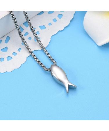 Personalized Oppjb Ash Urn Necklace - Stainless Steel Jesus Fish Memorial Jewelry for Pets & Loved Ones - Buy Online on GoSupps.com