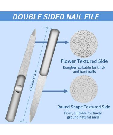 Nail Files-Metal Nail File Professional Double Sided Nail Files for Natural Nails Stainless Steel Nail File for Fingernails Toenails Fingernail File Diamond Nail Files for Home Salon Travel Use - Buy Online on GoSupps.com