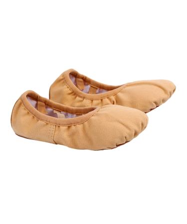 Childwool 1 pair of dance shoes with hard lace flat yoga shoes sole stretcher slipper slippers for ballet exercises ballet shoes made of canvas child litterage shoes cordely train 35 light brown
