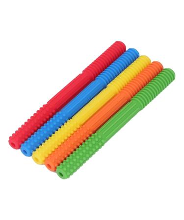 Baby Teething Tube Toys - 5 Pack Silicone Chewing Straws for Toddlers & Infants - Bite Resistant 5 Colors - Buy Online on GoSupps.com