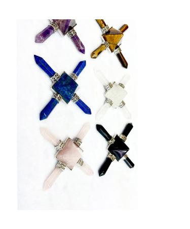 Natural Stone Pyramid Hexagonal Column Ornament Ornament White Crystal silver