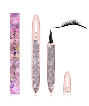 CRINSLY 2022 Upgraded Black Eyelash Glue Pen Self-Adhesive 2 in 1 Eyeliner for Normal False Lashes Long-Lasting Eye Liner for Sensitive Eyes Quick Drying Waterproof Strong Hold Latex-Free Eye Makeup