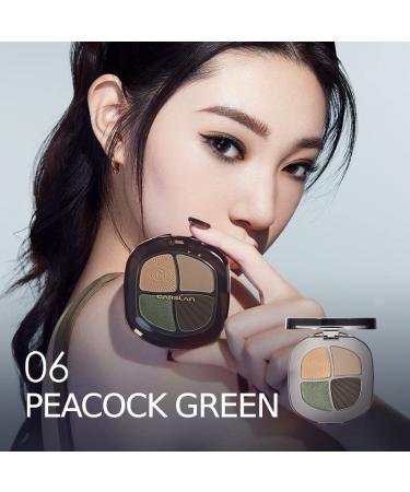 CARSLAN 4 Color Nude Eyeshadow Palette 12H Longlasting Highly Pigmented Shades with Matte, Glitter, & Shimmer Finishes - Peacock Green - Buy Online on GoSupps.com