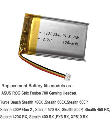 1000mAh 3.7V Battery Replacement for ASUS ROG Strix Fusion 700 Turtle Beach Stealth 700X/600X/600P/500P LucidSound LS15X JBL TOUR ONE & M2 Headsets - International Shipping Available - Buy Online on GoSupps.com