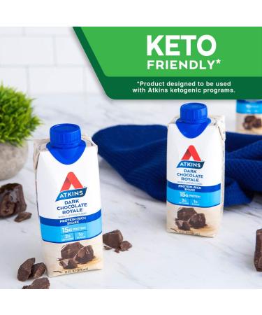 Atkins Dark Chocolate Royale Protein Shake 12 Count - Gluten Free, Keto-Friendly - Buy Online on GoSupps.com
