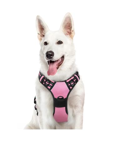 Eagloo dog harness Large dogs anti -train dog harness with reflex strips and control adjustable and adjustable dish dogs large chest harness for labrador pink XL XL (1 Pack) pink