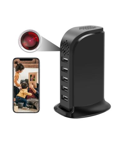 Hidden Camera USB Charger Camera WiFi USB Hub Spy Camera Nanny Cam HD Wireless Security Cameras Indoor USB Tower Covert Cam Motion Detection for Home Office Surveillance