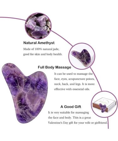 BEEAR Jade Gua Sha Facial Tool - Natural Amethyst Guasha Stone Facial Tool with Gift Box for Face Massager Skin Tightening and Muscles Relaxing 100% Authentic (Purple) - Buy Online on GoSupps.com