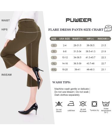 Puweer Brown Capri Pants for Women - Dressy Business Casual Flare Dress Pants with Pockets - Summer Workwear - Size Small - Buy Online on GoSupps.com