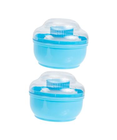 2 Sets Powder Puff Box Makeup Powder Puff Baby After- Talcum Powder Puff Body Nursing Supplies Child 10x10cm Blue