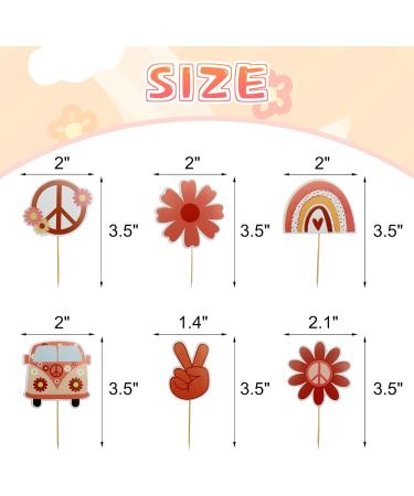 60Pcs Hippie Party Cupcake Toppers Groovy Party Decorations Groovy Birthday Decorations Boho Rainbow Party Supplies - Buy Online on GoSupps.com