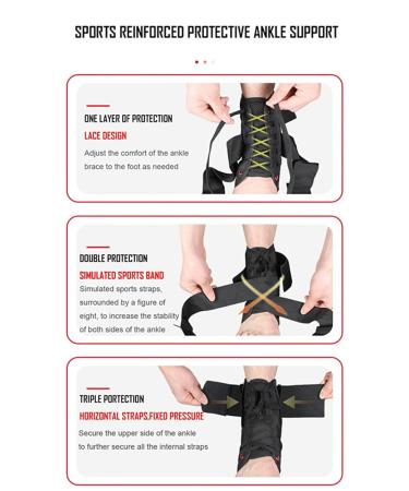 Lace Up Ankle Brace for Men & Women | Adjustable Ankle Support for Injury Recovery | Ankle Stabilizer for Basketball Volleyball & Tennis (Large) - Black - Buy Online on GoSupps.com