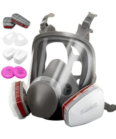 GZYZAMZ 6800 Full Face Gas Mask - Anti-fog Dust-proof Full Face Respirator Nuclear Mask with 2097 & 6001CN Filters Protection for Painting Mechanical Polishing Welding and Other Work Protection