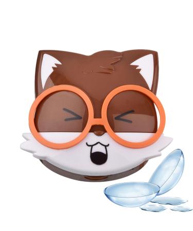 Bommfu contacts for travel |Sweet contact lens tank |Portable animal cartoon contact glasses storage box |Accessories for eye contact lenses - contact lens care products Light Coffee