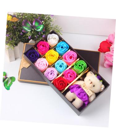 DOITOOL 12 Rose Bath Soap Loral Scented Bath Soap Ladies Bath Petals for Tub Red Pink Purple Blue Rose Essential Oil Soap Lotion Rose Soap Take a Bath Decorate - Buy Online on GoSupps.com