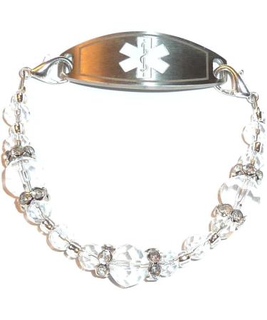 Hidden Hollow Beads Women's Medical Alert ID Bracelet | 6 Interchangeable Beaded Crystal Design for Vital Identification - Buy Online on GoSupps.com