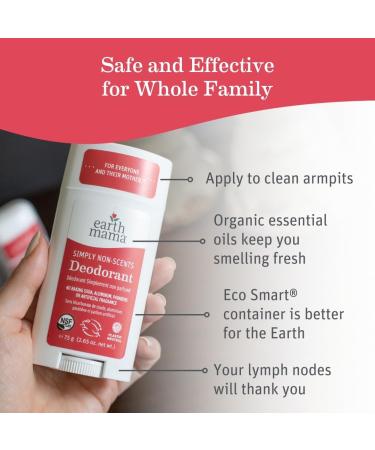 Earth Mama Simply Non-Scents Deodorant - Fragrance-Free Safe for Sensitive Skin Pregnancy & Breastfeeding Organic Calendula & Coconut Oil No Baking Soda or Aluminum - 2.65 oz - Buy Online on GoSupps.com