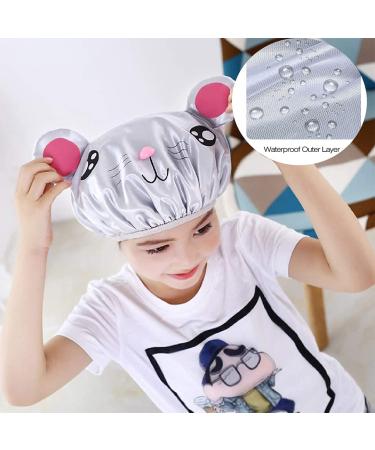 Fininno 3-Pack Kids Waterproof Shower Caps | Reusable Hair Hoods for Children - Buy Online on GoSupps.com