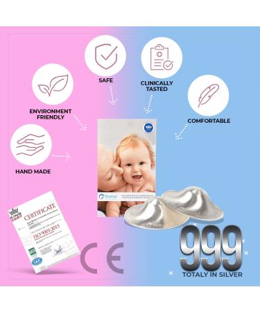 Silvergo 999 Pure Silver Nursing Cups - Nipple Shields for Newborn, Breastfeeding Cover & Protector - Newborn Essentials Must-Haves - Buy Online on GoSupps.com