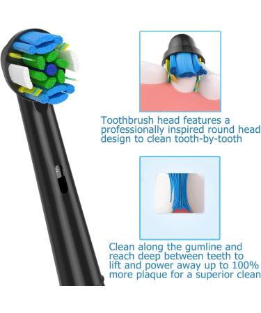 16Pcs Qitizu Toothbrush Head Compatible with Braun Oral B Electric Toothbrush Replacement Heads - Black - Buy Online on GoSupps.com