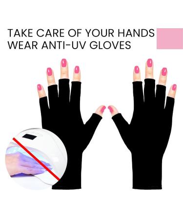 UV Gloves for Gel Nails - Fingerless Anti-UV Protection 2-Pack for Nail Art & Dryers - Buy Online on GoSupps.com