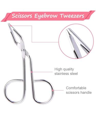 Eyebrow Tweezers Stainless Steel Professional Scissors Handle Eyebrow Tweezers Silver - Buy Online on GoSupps.com