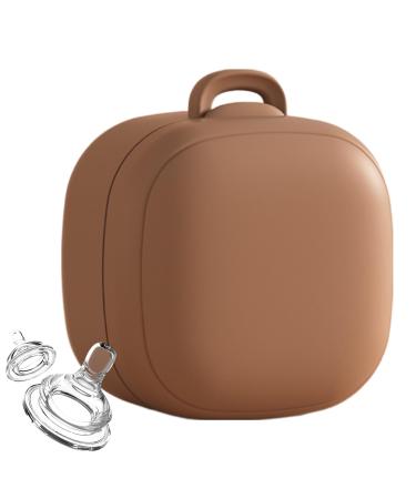 Lesunbak portable silicone pacifier cover |Portable silicone pacifier container cover |Travel bag portable silicone pacifier container for walks boys and girls brown