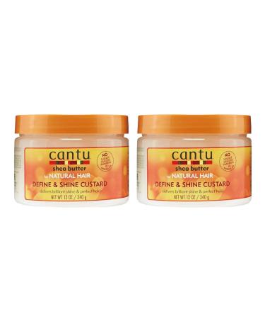 Cantu Shea Butter for Natural Hair Define & Shine Custard 12 Ounce (340g) - (2 Pack)