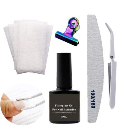 Nail File Non Woven Silk Fiberglass Extension Gel with Tweezers and Shaped Clip for Nail Art Women and Men - Buy Online on GoSupps.com