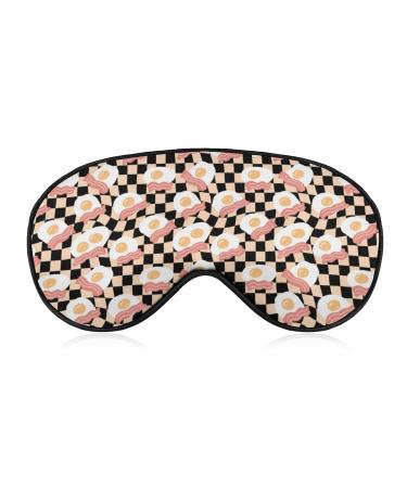 Fried Eggs with Bacon Slices Sleep Mask for Women Adjustable Sleeping Eye Shades Cover with Elastic Strap