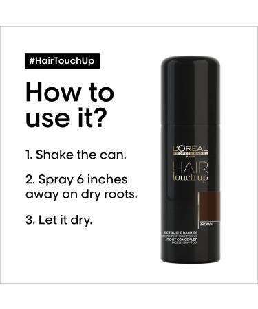 L'Oreal Professionnel Hair Touch Up Root Concealer Spray - Covers Grey Hair, Non-Transfer Brown 2oz - Buy Online on GoSupps.com