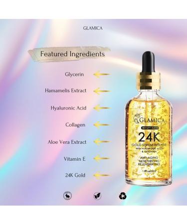 LIXIR DE BEAUT 24K GOLD de GLAMICA s rum visage cou d collet et corps Liftant Anti- ge Hydratant en profondeur R parateur Illuminateur du teint base de particules de 24K Acide Hyaluronique et Collag ne 30 ml - Buy Online on GoSupps.com