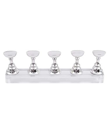 Bumdenuu New Magnetic Acrylic Manicure Tools Nail Practice Hand Nail Exercises Pedestal Nail Supplies Nail Tips Display Stand Silver