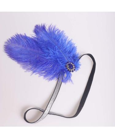 Anglacesmade 1920s Flapper Peacock Feather Headband Royal Blue with Elastic Band Costume Feather Headpiece Great Gatsby Hair Jewelry for Women and Girls - Buy Online on GoSupps.com