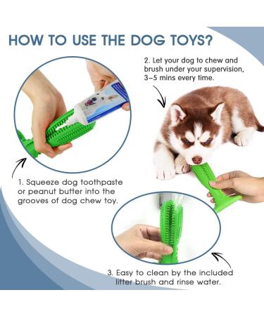 RUCACIO Dog Chew Toy - Durable Outdoor Interactive Toothbrush Toy for Medium Dogs | Dental Care & Teeth Cleaning | Puppy Birthday Gifts - A-Green - Buy Online on GoSupps.com