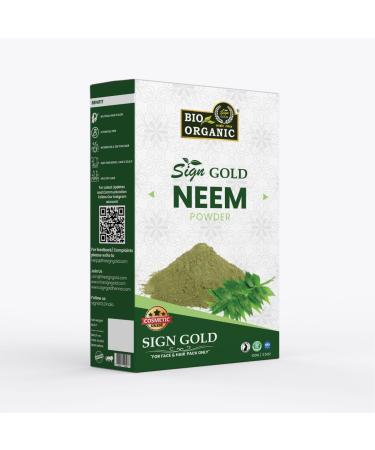 sign GOLD BIO ORGANIC Pure Neem Powder | Pure Wild-Crafted Neem Leaf Powder | Supplement for Skin and Hair | Azadirachta Indica (3.5 oz - 100grams - 0.2 lb)