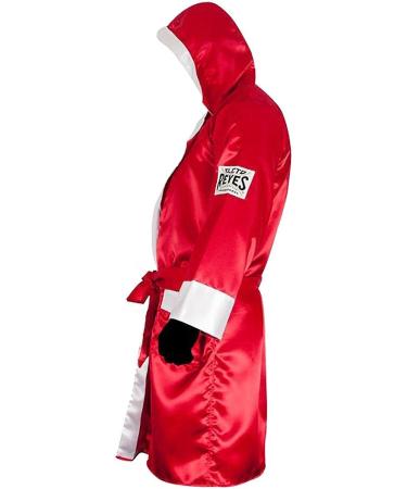 Cleto Reyes Satin Boxing Robe with Hood - Medium (Red/White) - Buy Online on GoSupps.com