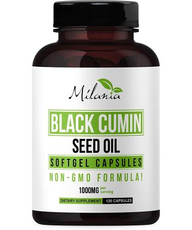 Black Seed Oil Capsules 120 Softgels - Natural Cumin Supplement - Rich in Omega 3, 6, 9 Essential Fatty Acids - Halal & Non-GMO Formula - May Support Immune System, Digestion, Heart Health 120 Count (Pack of 1)