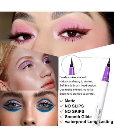 Matte Waterproof Colored Eyeliner Set - 3Pcs Wine Red, Purple, Light Blue Liquid Eye Liner Pen Pencil - Long Lasting Delineador de Ojos de Colores - 3 Count Pack - Buy Online on GoSupps.com
