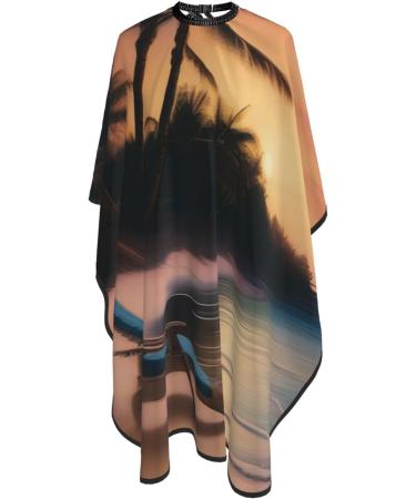 Sunset Beach Printed Hair Cutting Cape - Professional 55x66in Polyester Cape for Smooth Haircuts | No Sticky Hair Accessories - Buy Online on GoSupps.com