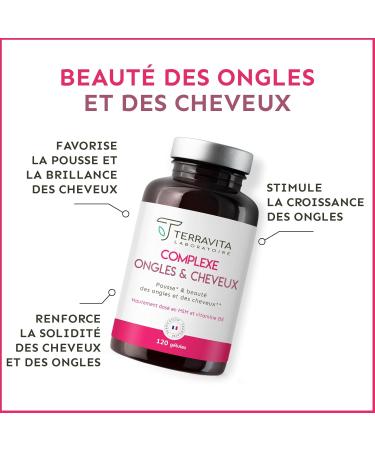 BIOTIN | Zinc + Selenium + MSM | Hair and Nail Growth | Exclusive Formula with Vitamins Plants and Collagen Precursors | 120 Capsules without Excipients | Made in France Terravita - Buy Online on GoSupps.com