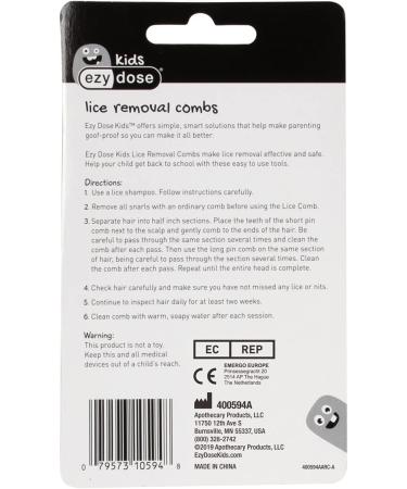 Ezy Dose Kids Lice and Eggs Comb | Stainless Steel Pin Teeth | Hair Care for Baby, Toddler, Adult | Pack of 2 Comb Set - Buy Online on GoSupps.com