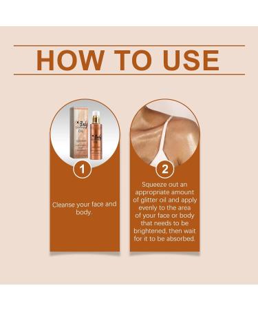 Golden Brown Shimmer Body Oil - Body Shimmer Oil for Body & Face - Natural Body Glow Oil - Waterproof Highlighter Body Luminizer Shimmering Oil - Non-sticky Shimmer Moisturiser (100ml) - Buy Online on GoSupps.com
