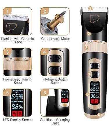 Kiizon Rechargeable Cordless Dog Grooming Clippers 3-Speed Kit for Cats - LED Screen, Intelligent Protection - Buy Online on GoSupps.com