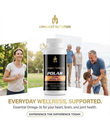 Conquest Nutrition Polar Pure Krill Oil. Phospholipid-Bound Omega-3 DHA EPA Astaxanthin. Support for Heart Brain Eyes & Comfortable Movement. Health & Wellness Support. 30 Softgels - Buy Online on GoSupps.com
