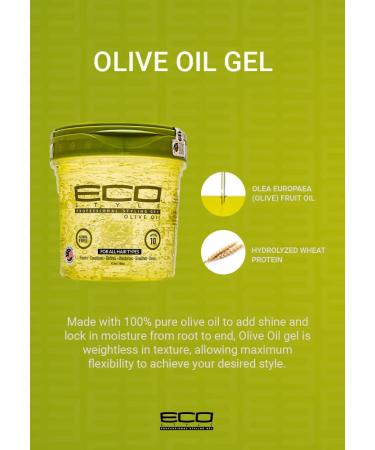 Eco Style Gel Olive Oil - 100% Pure & Weightless Hair Styling Gel - Nourishing, Repairing, and Moisturizing - Superior Hold for Healthy Shine - 16 Oz - Buy Online on GoSupps.com